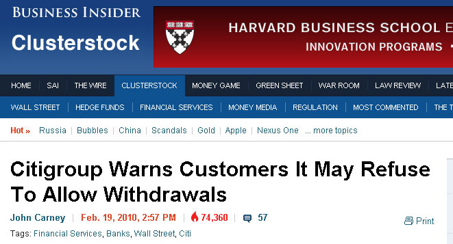 CitigroupWithdrawals